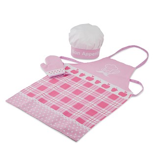 Kookschort met koksmuts en ovenwant - roze